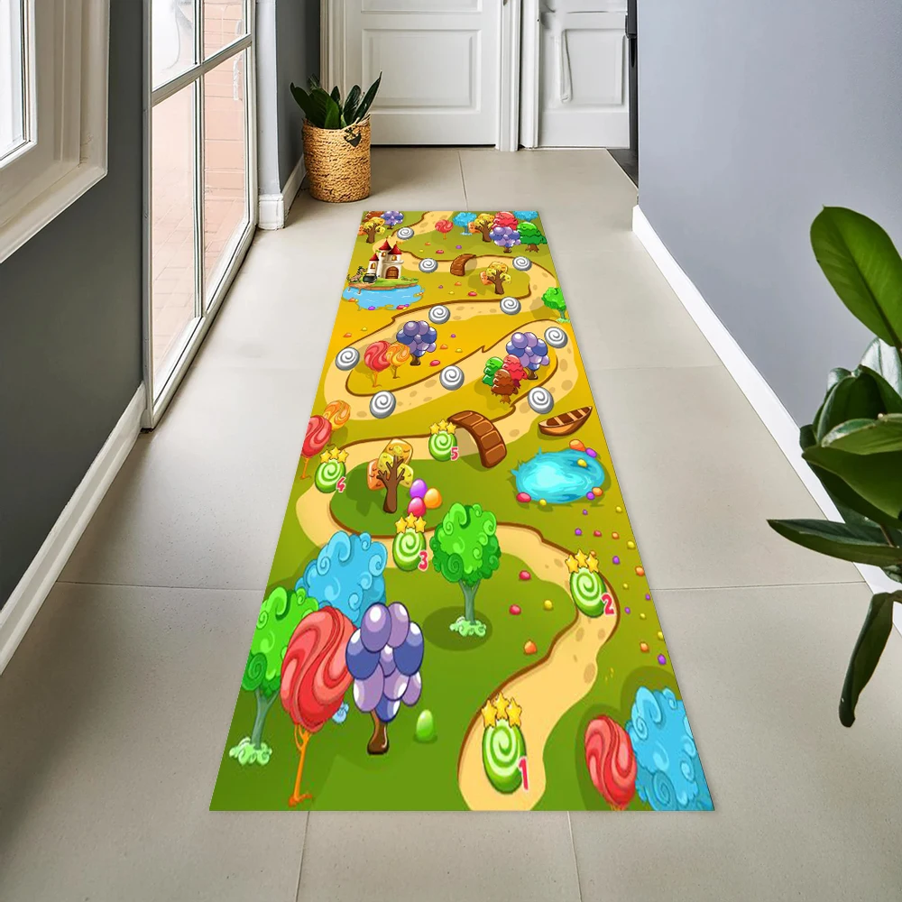 Commercial Road Printing - Коврик-игра с мультяшным дизайном: Дороги, Деревья,