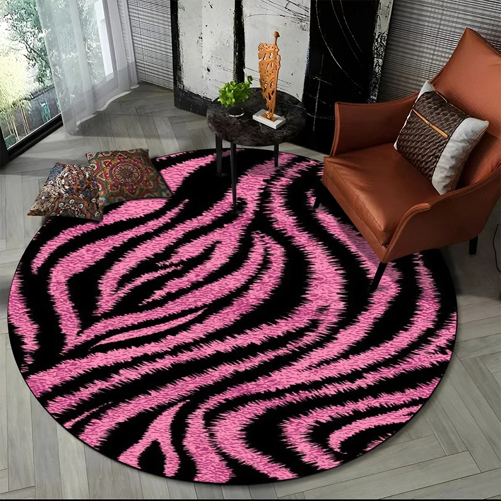 Commercial Printing & Packaging Pvt Ltd - Pink Zebra Stripe Print Round Rug